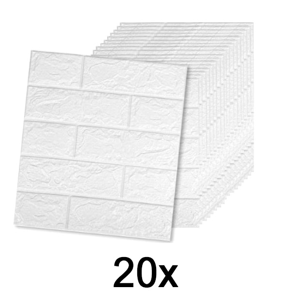 4x (5 komada) Samolepljiva tapeta sa motivom 3D cigle | BRICKSBY